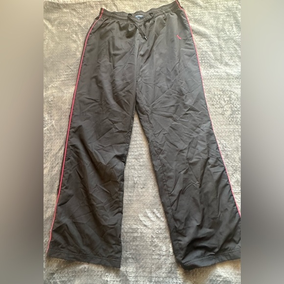Reebok Sweat Track Pants Black with Red Stripe Mens Size Small - Picture 1 of 6